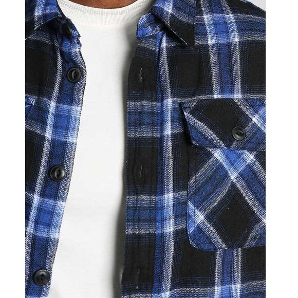 Warm Sherpa Lined Plaid Flannel Shacket Jacket Blue Jachs New York Men's Size M - Picture 2 of 10